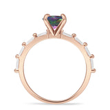 Art Deco Emerald Cut Solitaire Cubic Zirconia Wedding Ring 925 Sterling Silver