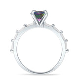 Art Deco Emerald Cut Solitaire Cubic Zirconia Wedding Ring 925 Sterling Silver