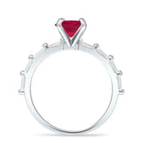 Art Deco Emerald Cut Solitaire Cubic Zirconia Wedding Ring 925 Sterling Silver