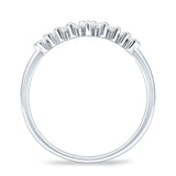 8mm Contour Curved V-Band Vintage Pear Teardrop Chevron Ring Cubic Zirconia 925 Sterling Silver