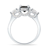 Three Stone Round Pear Teardrop Cubic Zirconia Trilogy Engagement Ring 925 Sterling Silver