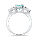 Three Stone Round Pear Teardrop Cubic Zirconia Trilogy Engagement Ring 925 Sterling Silver