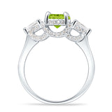 Three Stone Round Pear Teardrop Cubic Zirconia Trilogy Engagement Ring 925 Sterling Silver