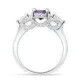 Three Stone Round Pear Teardrop Cubic Zirconia Trilogy Engagement Ring 925 Sterling Silver