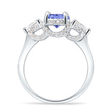Three Stone Round Pear Teardrop Cubic Zirconia Trilogy Engagement Ring 925 Sterling Silver