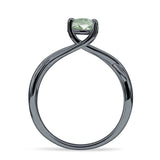 Solitaire Round Split Shank Ring Natural  Green Amethyst Prasiolite 925 Sterling Silver