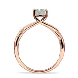 Solitaire Round Split Shank Ring Natural  Green Moss Agate 925 Sterling Silver