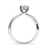 Solitaire Round Split Shank Ring Natural  Green Moss Agate 925 Sterling Silver