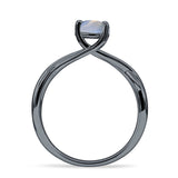 Solitaire Round Split Shank Ring Natural Moonstone 925 Sterling Silver