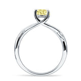 Solitaire Round Split Shank Ring Cubic Zirconia 925 Sterling Silver