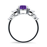 Vintage Style Round Three Stone Ring Cubic Zirconia 925 Sterling Silver