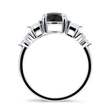 Vintage Style Round Three Stone Ring Cubic Zirconia 925 Sterling Silver