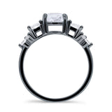 Vintage Style Round Three Stone Ring Cubic Zirconia 925 Sterling Silver