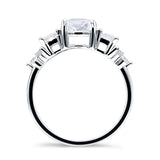 Vintage Style Round Three Stone Ring Cubic Zirconia 925 Sterling Silver