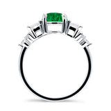 Vintage Style Round Three Stone Ring Cubic Zirconia 925 Sterling Silver
