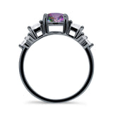 Vintage Style Round Three Stone Ring Cubic Zirconia 925 Sterling Silver