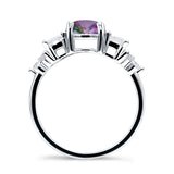 Vintage Style Round Three Stone Ring Cubic Zirconia 925 Sterling Silver