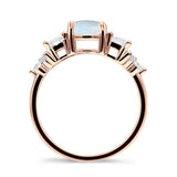 Vintage Style Round Three Stone Ring Cubic Zirconia 925 Sterling Silver