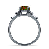 Round Vintage Style Ring Baguette Cubic Zirconia 925 Sterling Silver