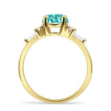 Round Vintage Style Ring Baguette Cubic Zirconia 925 Sterling Silver