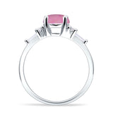 Round Vintage Style Ring Baguette Cubic Zirconia 925 Sterling Silver