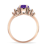 Round Graduating Baguette Cubic Zirconia Ring 925 Sterling Silver