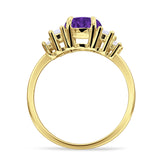 Round Graduating Baguette Cubic Zirconia Ring 925 Sterling Silver