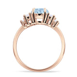 Round Graduating Baguette Cubic Zirconia Ring 925 Sterling Silver