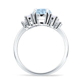 Round Graduating Baguette Cubic Zirconia Ring 925 Sterling Silver