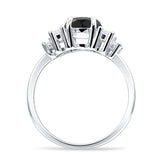 Round Graduating Baguette Cubic Zirconia Ring 925 Sterling Silver