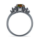 Round Graduating Baguette Cubic Zirconia Ring 925 Sterling Silver