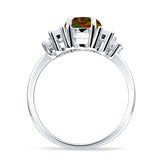 Round Graduating Baguette Cubic Zirconia Ring 925 Sterling Silver
