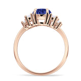 Round Graduating Baguette Cubic Zirconia Ring 925 Sterling Silver