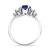 Round Graduating Baguette Cubic Zirconia Ring 925 Sterling Silver