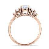 Round Graduating Baguette Cubic Zirconia Ring 925 Sterling Silver