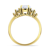 Round Graduating Baguette Cubic Zirconia Ring 925 Sterling Silver
