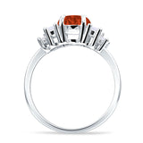 Round Graduating Baguette Cubic Zirconia Ring 925 Sterling Silver