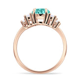 Round Graduating Baguette Cubic Zirconia Ring 925 Sterling Silver