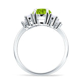 Round Graduating Baguette Cubic Zirconia Ring 925 Sterling Silver