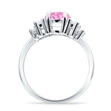 Round Graduating Baguette Cubic Zirconia Ring 925 Sterling Silver
