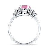 Round Graduating Baguette Cubic Zirconia Ring 925 Sterling Silver