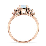 Round Graduating Baguette Cubic Zirconia Ring 925 Sterling Silver