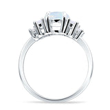 Round Graduating Baguette Cubic Zirconia Ring 925 Sterling Silver
