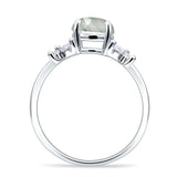 Art Deco Round Butterfly Ring Natural Green Moss Agate 925 Sterling Silver