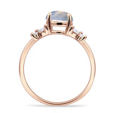 Art Deco Round Butterfly Ring Natural Moonstone 925 Sterling Silver