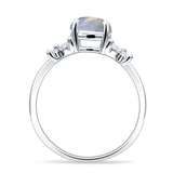 Art Deco Round Butterfly Ring Natural Moonstone 925 Sterling Silver