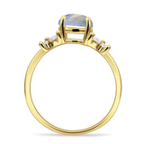Art Deco Round Butterfly Ring Natural Moonstone 925 Sterling Silver