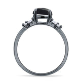 Art Deco Round Butterfly Ring Natural Black Onyx 925 Sterling Silver