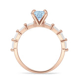 Petite Round Solitaire Ring Baguette Cubic Zirconia 925 Sterling
