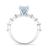 Petite Round Solitaire Ring Baguette Cubic Zirconia 925 Sterling